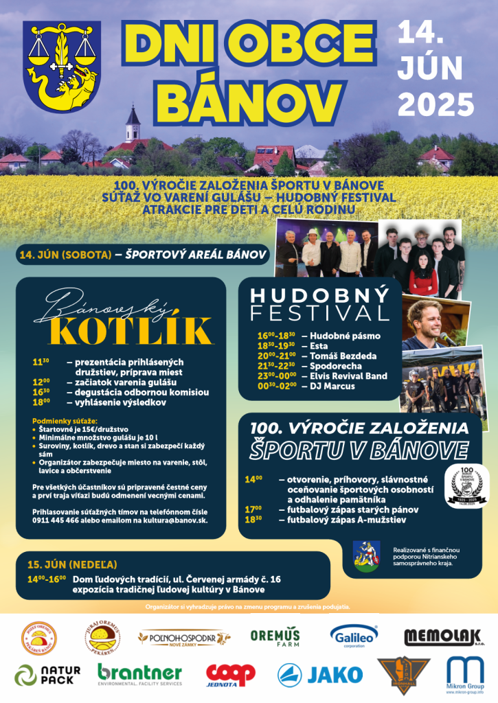 Dni obce Bánov 2025 plagát