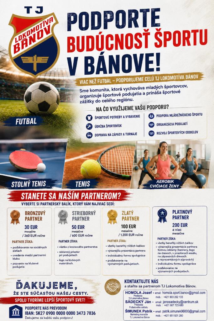 Podporte budúcnosť športu v&nbsp;Bánove plagát